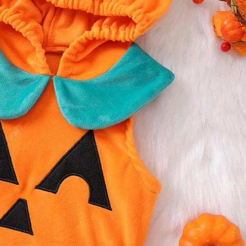 Vista 5 de FEORJGP Mameluco de Halloween para recién nacidos, niños y niñas, disfraz de calabaza, lindo traje de manga larga para Halloween