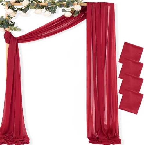 Vista 45 de MLMC 1 panel de tela para arco de boda azul bebé, 29 x 20 pies, cortinas de gasa extralargas transparentes de 6.6 yardas, paneles de cortinas