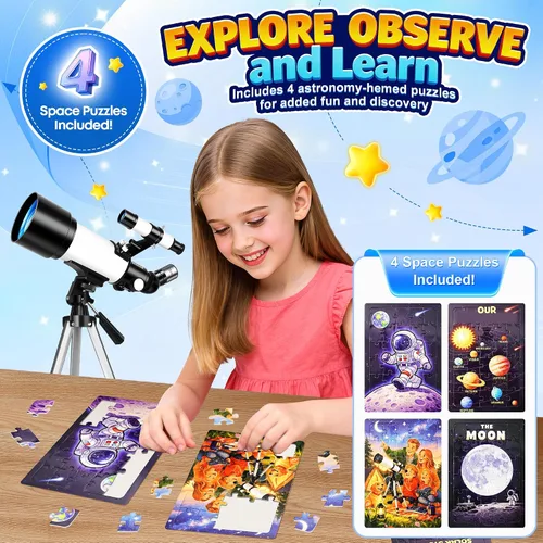 Vista 2 de Telescopio de 2.756 in para niños y adultos principiantes