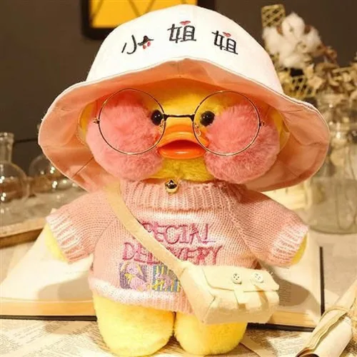 Vista 7 de Juguete de peluche de pato amarillo con anteojos, de felpa suave, para niños y niñas, con lindo sombrero y disfraz, los mejores regalos