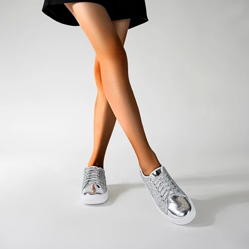 Vista 5 de UBWDU Zapatillas brillantes con diamantes de imitación para mujer, zapatos de lentejuelas brillantes para caminar de ocio y ocio para amantes