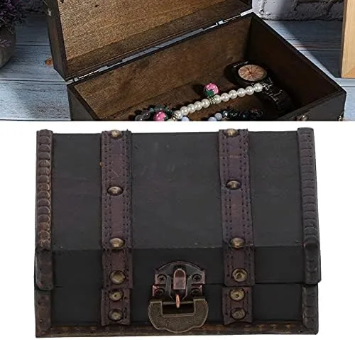 Vista 6 de Yosoo Caja de almacenamiento de madera caja de joyería retro organizador de artículos de escritorio se utiliza como caja de joyería caja de regalo
