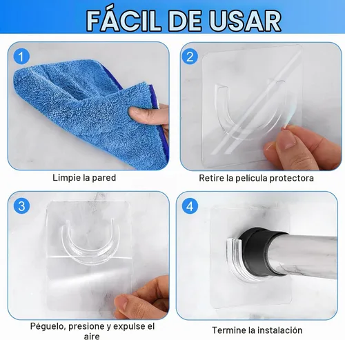 Vista 5 de Soporte para barra de ducha, paquete de 12 soportes de barra de Transparente