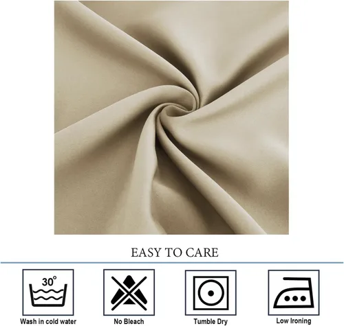 Vista 5 de Diraysid Cortinas opacas beige para dormitorio y sala de estar, cortinas con aislamiento térmico para oscurecer la habitación, 42 x 63 pulgadas, 2