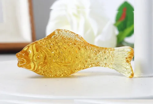 Vista 3 de DMtse Feng Shui - 2 figuras de cristal de cristal de Koi coloridas y amarillas para esculturas de animales, coleccionables, decoración de regalo