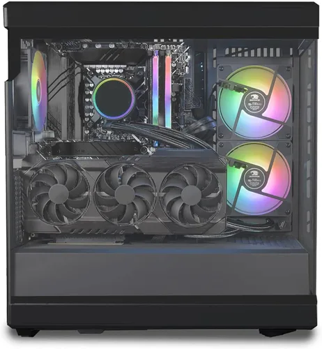 Vista 3 de Computadora de escritorio negra para videojuegos, procesador Intel 8-Core i3-10300, 4 GB de RAM, SSD de 128 GB, GeForce GT 610, WiFi 6, Bluetooth