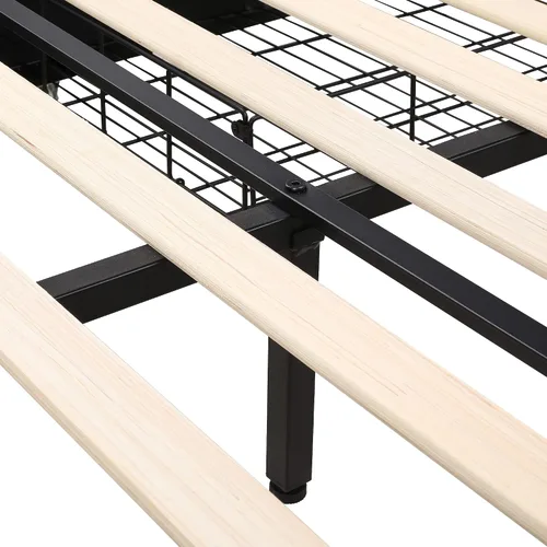 Vista 6 de Base de cama tapizada con 4 cajones de almacenamiento, diseño de cabecera copetuda con botones, fácil montaje, soporte de listones de madera,