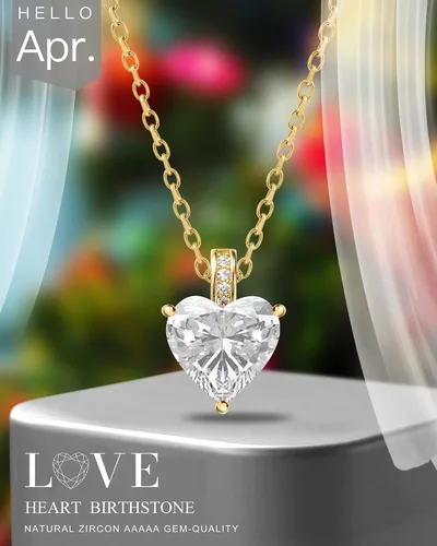 Vista 5 de Collar de piedra natal genuina para mujer, collar de amor de corazón, regalos de cumpleaños para ella