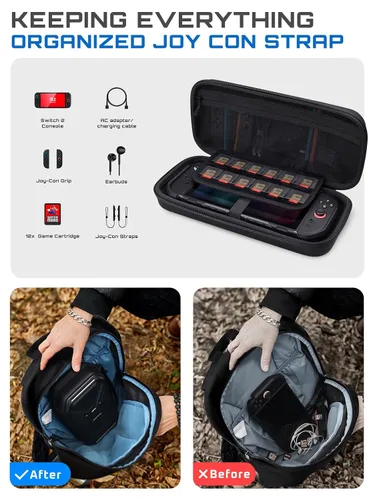 Vista 2 de SUPCASE for Nintendo Switch 2 Carrying Case 2025, 12 Game Card Storage Military-Grade Protection Spacious Portable Hard Shell Travel Bag for