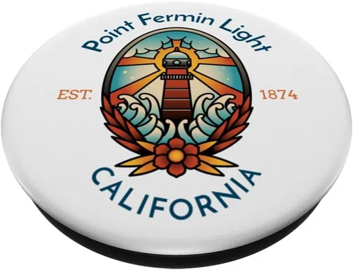Vista 2 de Point Fermin Light Lighthouse California PopSockets Standard PopGrip