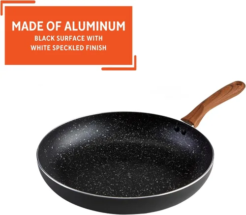 Vista 3 de IMUSA USA Woodlook Sartén de Piedra Negra de 8" con Mango de Aspecto de Madera e Interior Antiadherente Moteado, 8