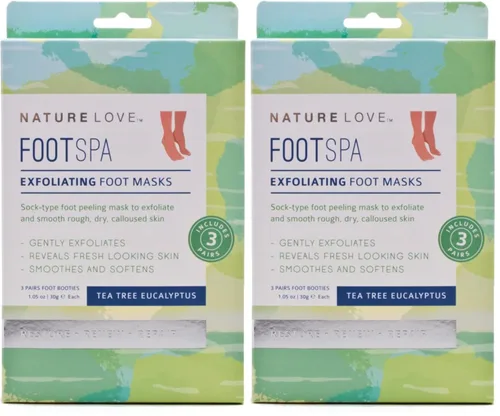 Vista 8 de Nature Love - Mascarilla exfoliante para pies Menta lavanda exfolia suavemente Sin parabenos (3 pares)