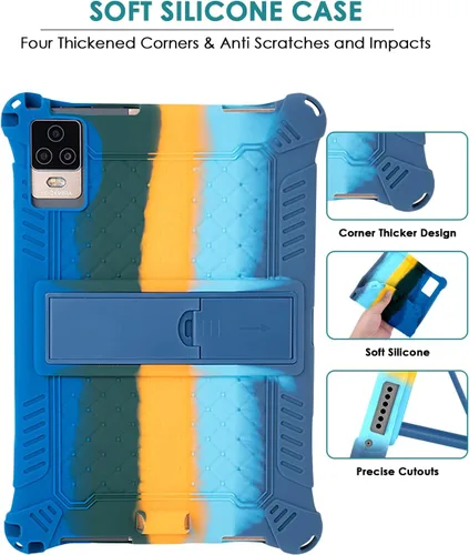 Vista 7 de DETUOSI Funda de silicona para tablet Okaysea de 10,1 pulgadas con lápiz stylus y correa para el hombro, funda con soporte multiángulo, funda suave