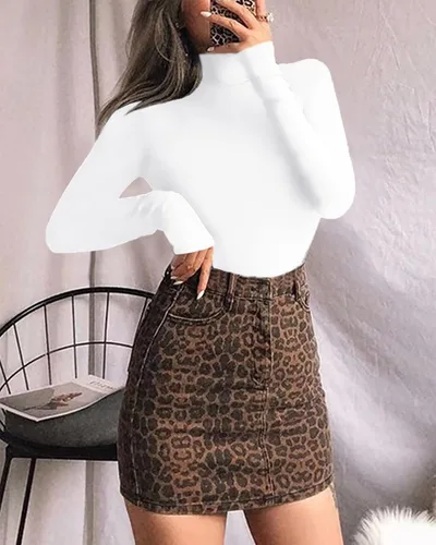 Vista 3 de MANGOPOP - Enterizo de mangas largas y cuello alto falso para mujer
