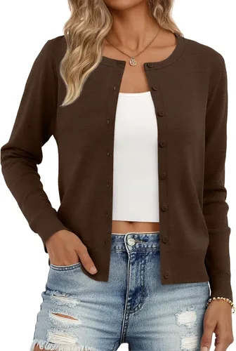 Vista 20 de Trendy Queen Women's Lightweight Knit Cardigan Gris Melange