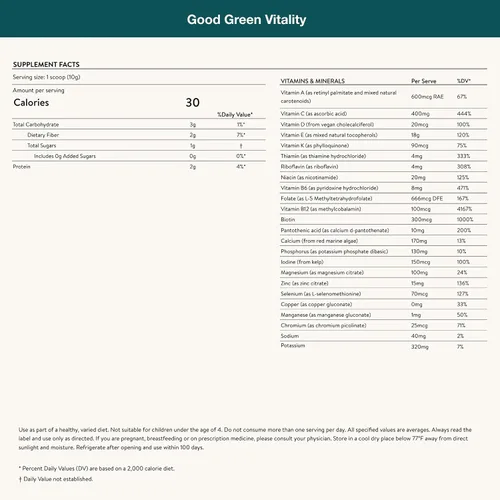 Vista 7 de Nuzest Greens Powder Good Green Vitality - Vitaminas, minerales y superalimentos - Suplemento multivitamínico vegano 0.35 oz (paquete de 5)