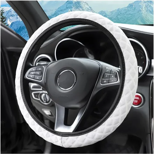 Vista 11 de Funda elástica para volante zipelo de 15 pulgadas, microfibra transpirable de seda de hielo, universal, antideslizante, para automóvil, cálida