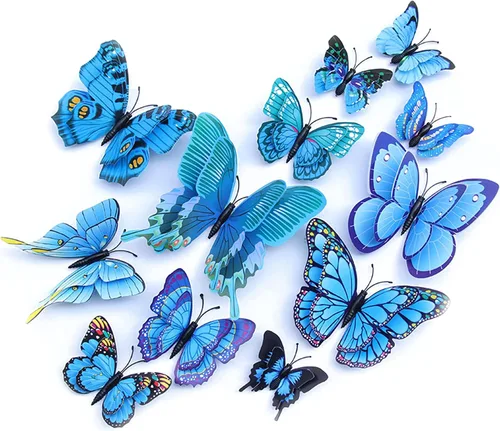 Vista 26 de OPSEAM - Calcomanías 3D de mariposa, 24/48 unidades, para decoraciones de pared, fiestas, con imanes (morado, 24)
