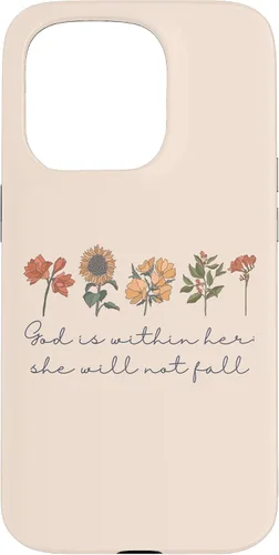 Vista 14 de God is Within Her She Will Not Fall Psalms 46:5 Boho Flowers Case for iPhone 17
