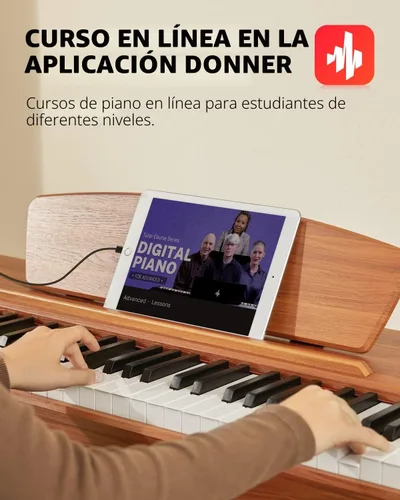 Vista 7 de Donner DDP-80 - Piano digital de 88 teclas, teclado pesado de tamaño completo, piano eléctrico de tamaño completo para principiantes, con atril
