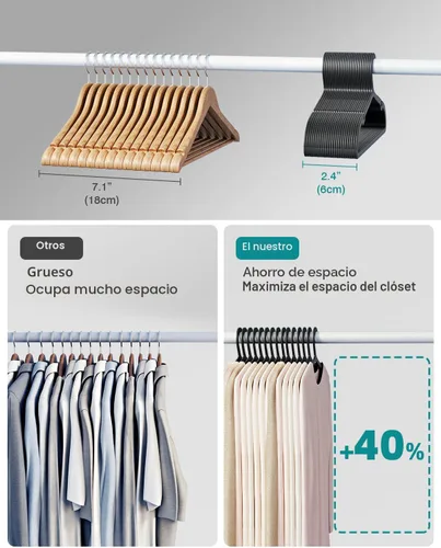Vista 3 de ABHENG UAPY0530B - Paquete de 30 perchas para ropa, perchas de plástico antideslizantes, perchas que ahorran espacio, resistentes, para colgar ropa
