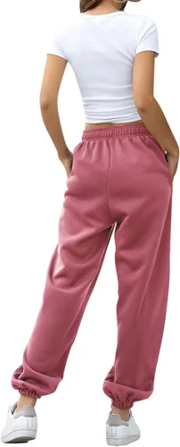 Vista 2 de HeSaYep - Pantalones deportivos de cintura alta para mujer, pantalones deportivos holgados para descansar