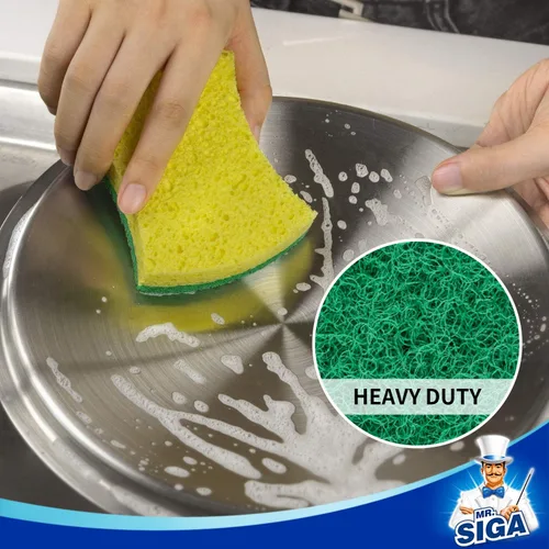 Vista 3 de MR.SIGA Esponja exfoliante de celulosa resistente, esponja de doble cara para lavar platos para cocina, paquete de 12