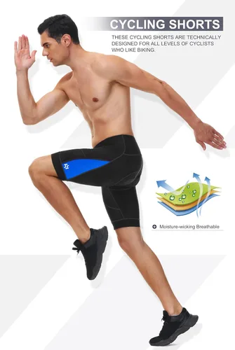 Vista 3 de Heathyoga Pantalones cortos acolchados de bicicleta para hombre con bolsillos, pantalones cortos de ciclismo de montaña para hombre con acolchado