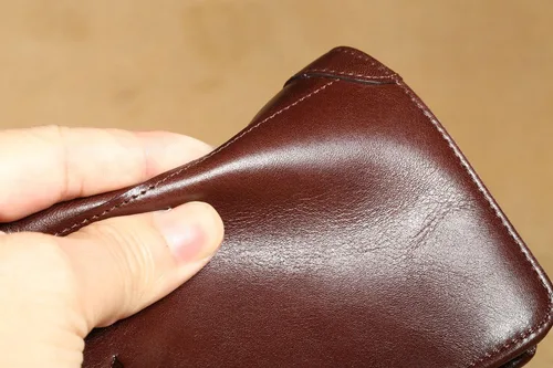 Vista 3 de Cartera de auténtica piel vacuna italiana con capacidad extra, doble pliegue, para hombre.