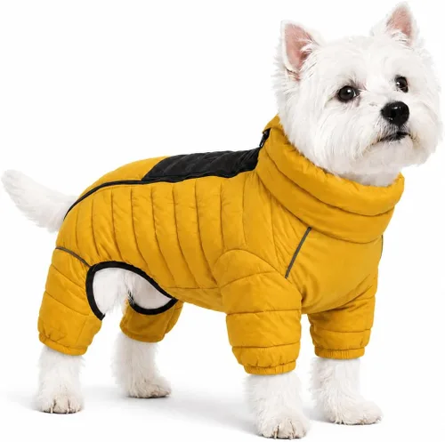Vista 22 de Suéter para Perro ArmyGreen, Resistente al Viento, Reflectante - Chaqueta de Invierno Dirigible para S, M, L - Cremallera, Tallas Ajustables Verde