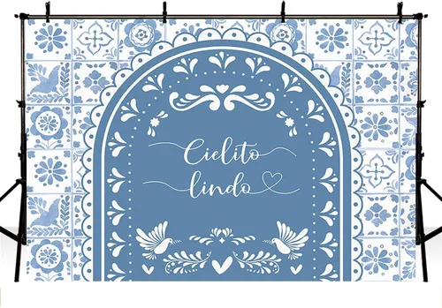 Vista 3 de MEHOFOND Telón de fondo Cielito Lindo Baby Shower de 7 x 5 pies, arco azul, Cielito lindo, decoración de fiesta de baby shower, pancarta, decoración