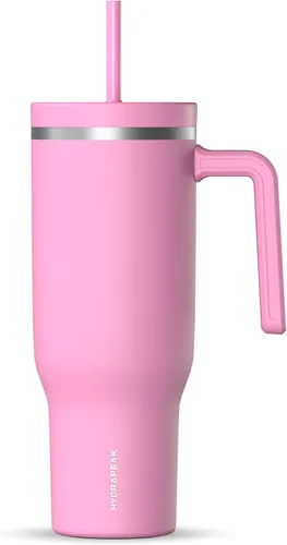 Vista 29 de Hydrapeak Voyager Vaso de 40 oz con Asa y Tapa con Pajita Botella de Agua Reutilizable de Acero Inoxidable Taza de Viaje Compatible con Portavasos