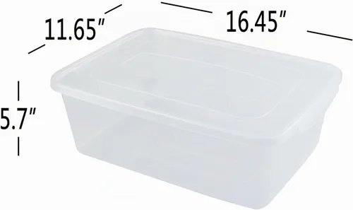 Vista 2 de Vababa Paquete de 2 cajas a prueba de masa de pizza de 16 L con tapa, recipiente transparente para almacenamiento de pizza de alimentos