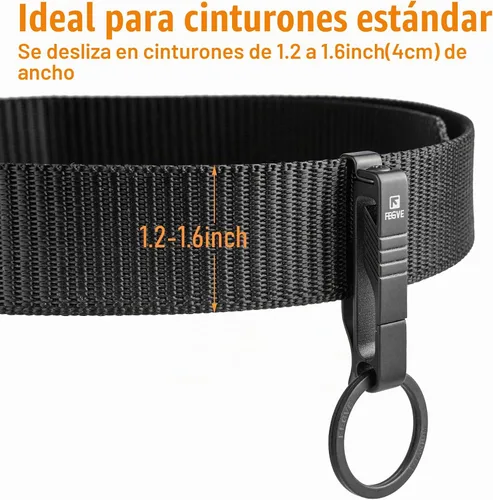 Vista 6 de FEGVE TC4 - Llavero de titanio para cinturón, llavero extraíble Negro - Bk1