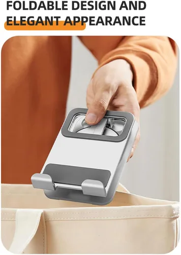 Vista 4 de Paquete de 2 soportes plegables dobles para teléfono celular con silicona, soporte de aluminio ajustable de 360° para teléfono de escritorio
