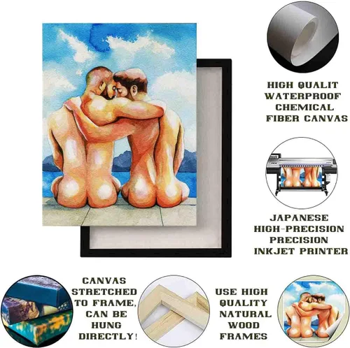 Vista 2 de DAVUD Decoración artística para hombre, pintura de acuarela, hombre gay y baño gay, arte de pared para el hogar, bar, decoración de pared, arte