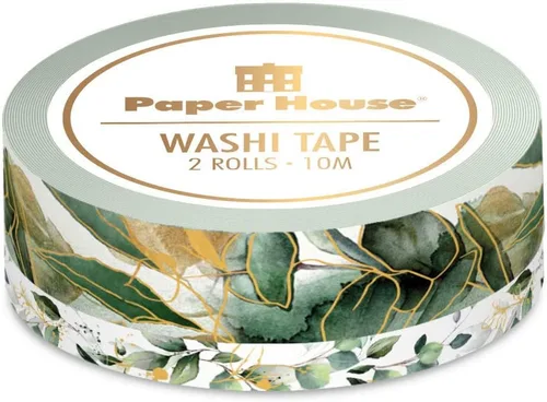 Vista 2 de Paper House Productions Juego de 2 rollos de cinta washi decorativa de papel de aluminio para álbumes de recortes y manualidades, acuarela flora