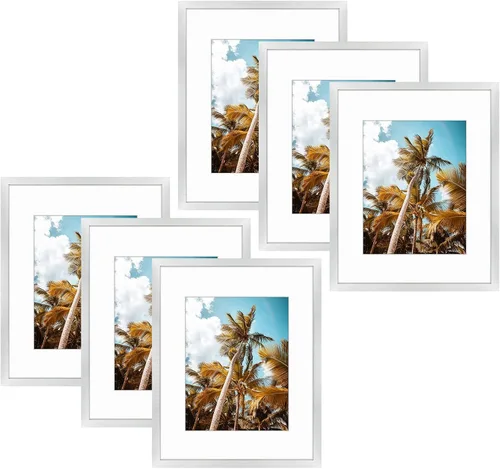 Vista 132 de Frametory, Marco de fotos de 11 x 14 pulgadas con paspartú para fotos de 8 x 10 pulgadas, moldeado ancho de vidrio de alta definición, accesorios