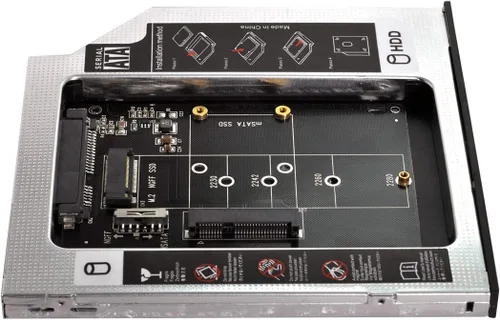 Vista 3 de MSATA NGFF B/M-Key SSD a Slimline SATA 13Pin Caddy Case para 0.374 in Universal Laptop CD/DVD-ROM Optical Bay