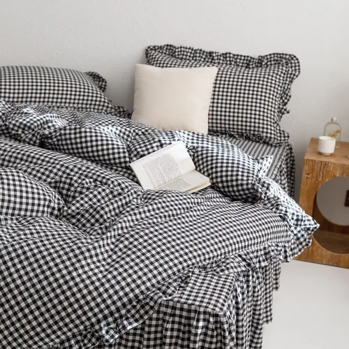 Vista 102 de mixinni Juego de funda de edredón vintage a rayas, tamaño twin, juego de ropa de cama de 3 piezas, 100% algodón lavado, suave y transpirable, funda