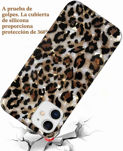 Vista 3 de J.west - Funda compatible con iPhone 11 de 6.1 pulgadas, elegante y transparente, con estampado de leopardo y guepardo, diseño nacarado, de silicona