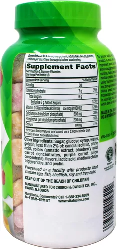 Vista 5 de Vitafusion Vitaminas gomosas de calcio para adultos, 500 mg, frutas cremosas arremolinadas, 400