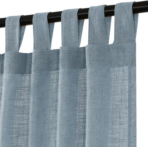 Vista 9 de Turquoize Cortinas traslúcidas de lino natural con pestaña superior de 63 pulgadas, cortinas filtrantes de luz y cortinas para sala de estar Marfil