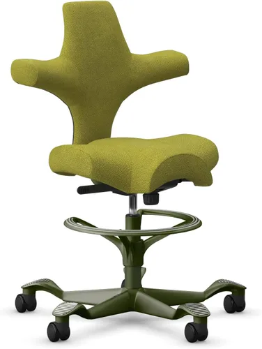 Vista 62 de HAG Capisco Sit to Stand - Silla de pie con marco negro, tapizada de ónix negro con anillo para el pie Negro Onyx