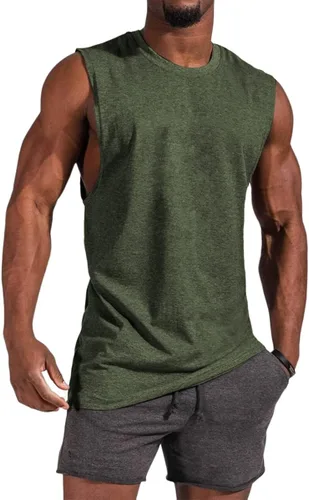 Vista 3 de ZIWOCH Camiseta sin mangas para hombre con cuello redondo y ajuste holgado