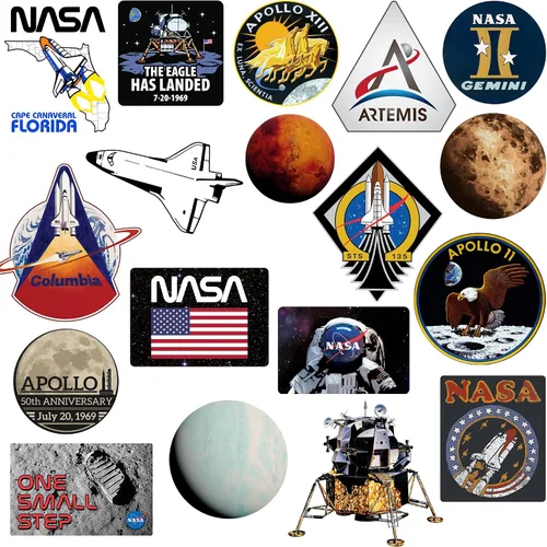 Vista 4 de NASA Missions - 50 calcomanías de vinilo L de lujo, interiores/exteriores, juego de 50