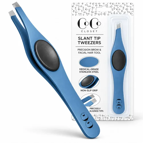 Vista 15 de Precision Tweezers for Eyebrows & Facial Hair Removal, Stainless Slant Tip Pinzas profesionales perfectamente alineadas y calibradas para pelos