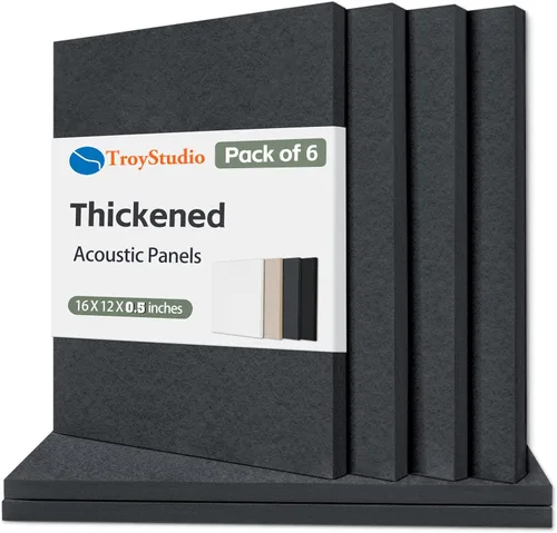 Vista 11 de TroyStudio - Panel acústico de 15.74 x 11.81 x 0.47 pulgadas, 6 unidades, densa insonorización y panel de absorción de sonido, tratamiento acústico