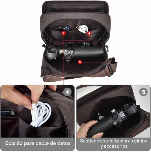 Vista 4 de Funda estabilizadora de cardán para DJI Osmo Mobile 7P/7/8 Estabilizador de cardán para iPhone Android, funda de cardán para micrófono 3/2/Mini