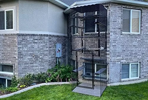 Vista 4 de 48" X 48" X 144" Black Outdoor Catio Enclosure Cat House